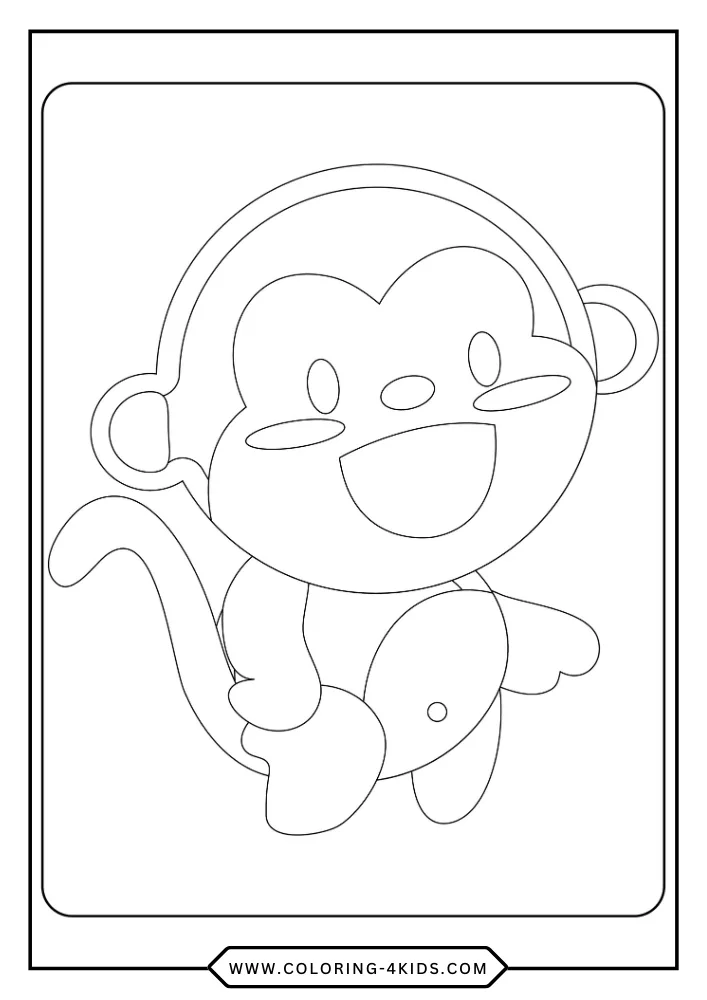 Monkey coloring book preview page 3
