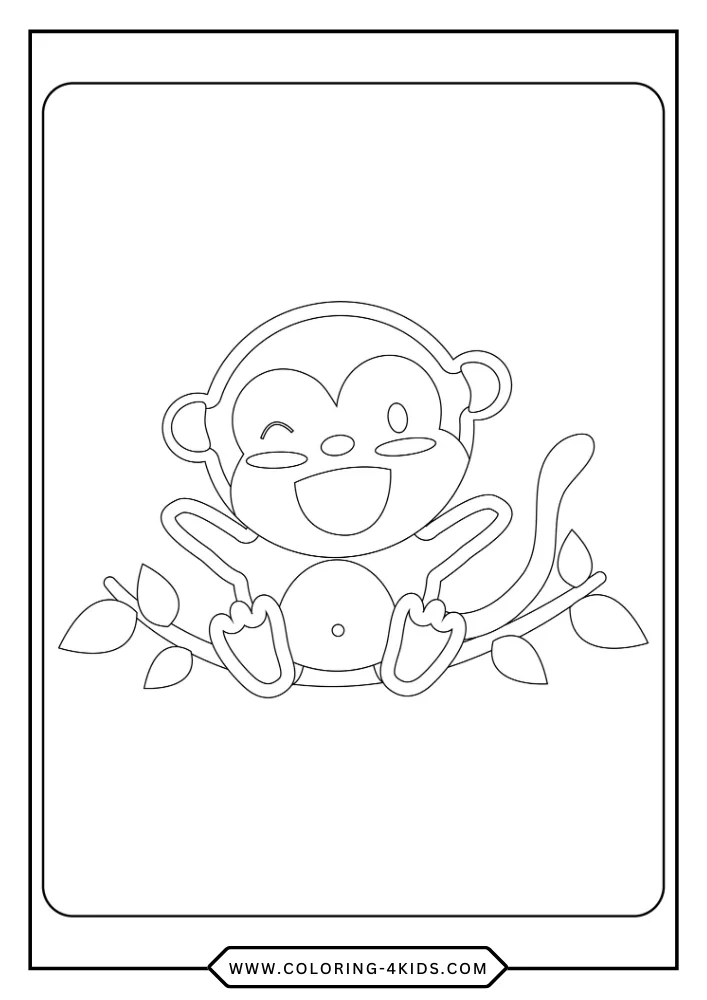 Monkey coloring book preview page 4