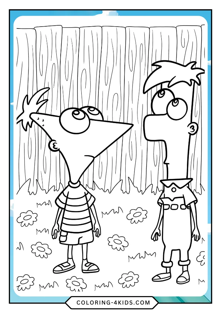 Phineas and Ferb coloring book preview page 1