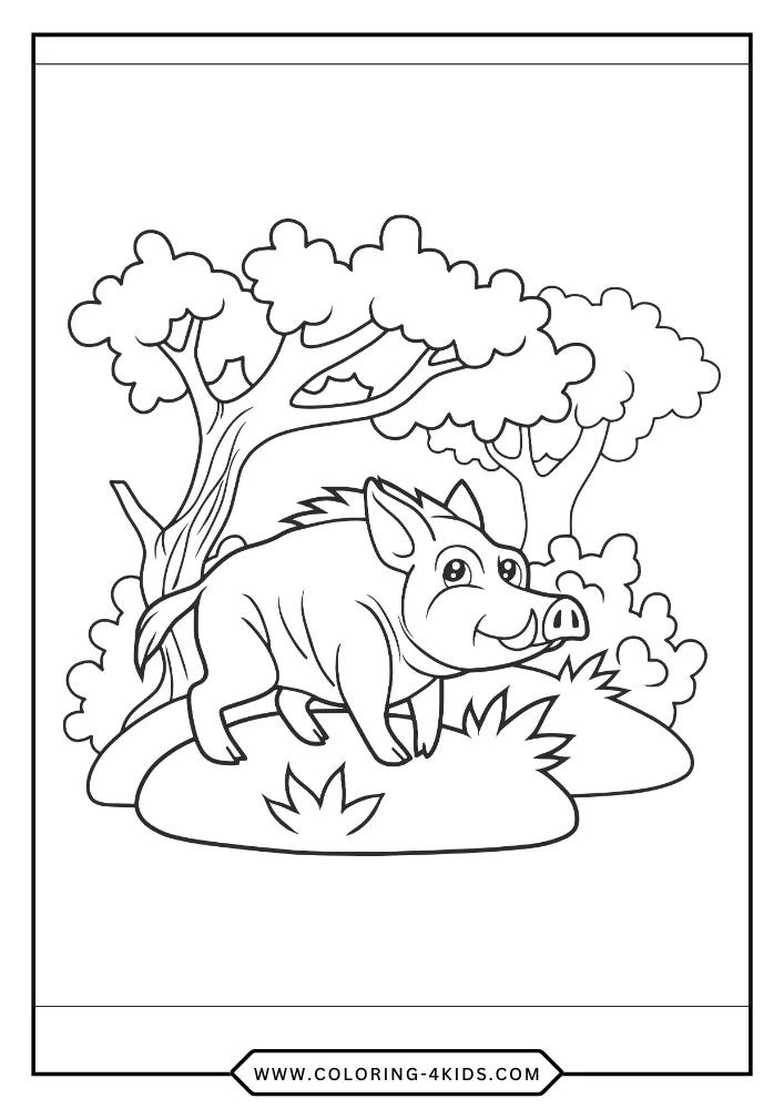 Pig coloring book preview page 1