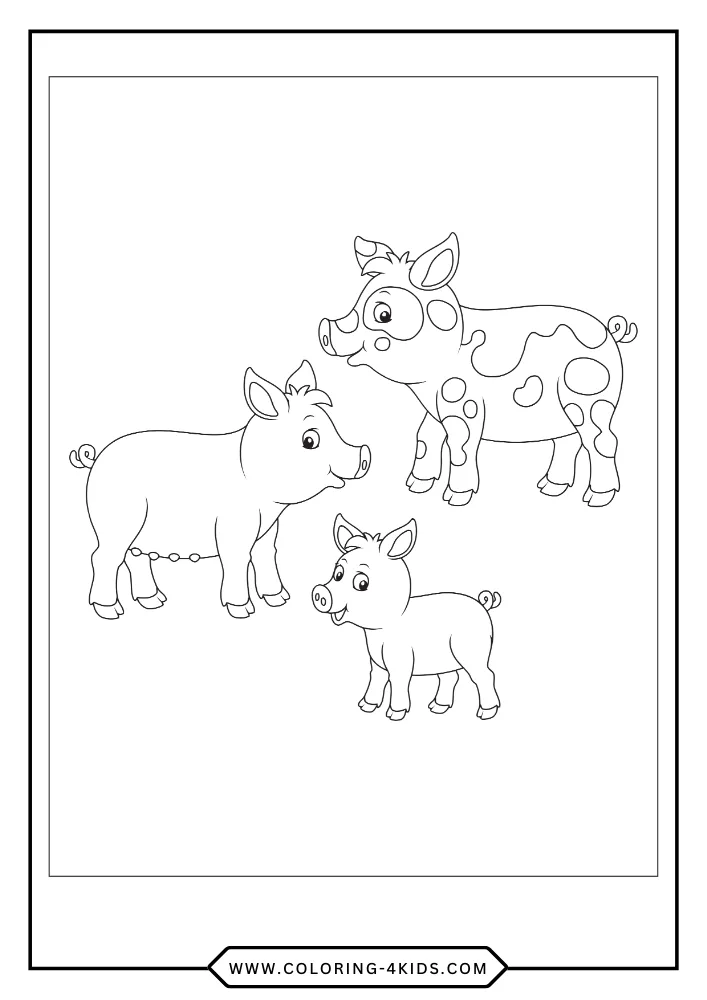 Pig coloring book preview page 4