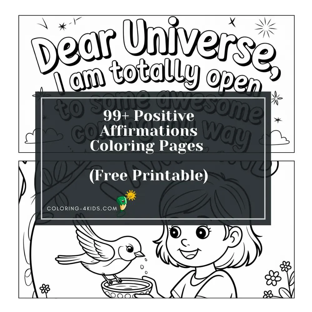 Positive Affirmations coloring book cover — free printable PDF