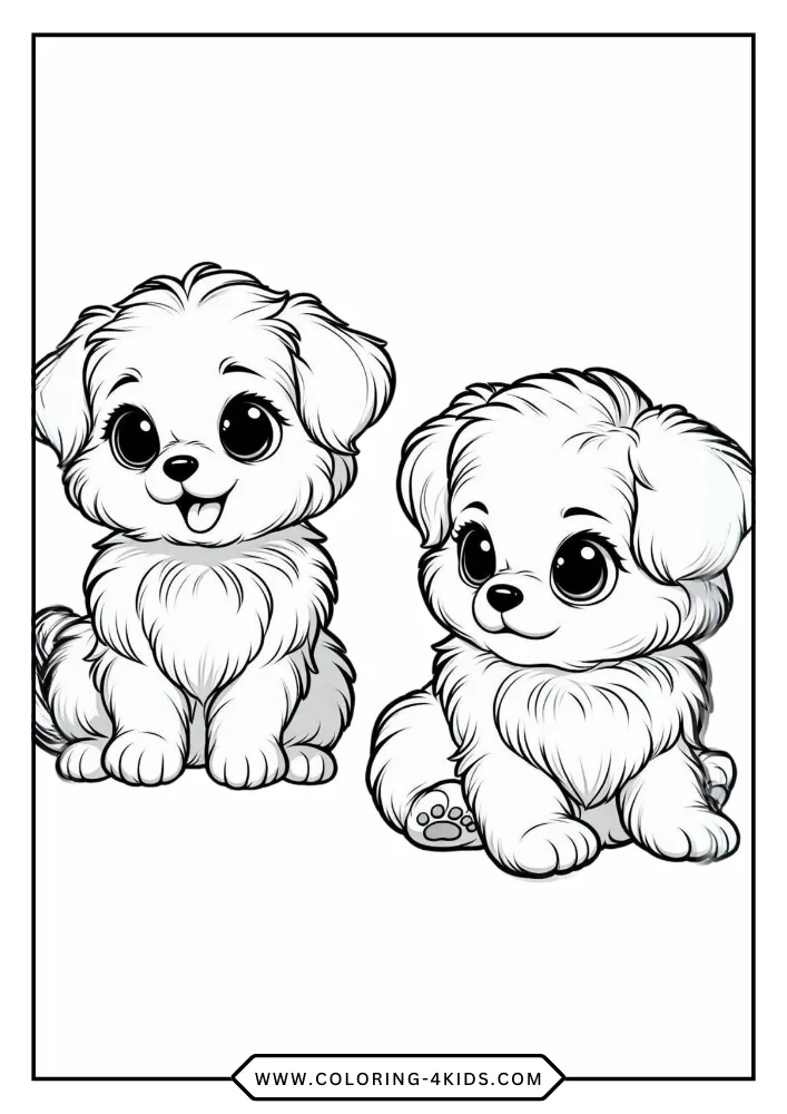 Puppies coloring book preview page 4
