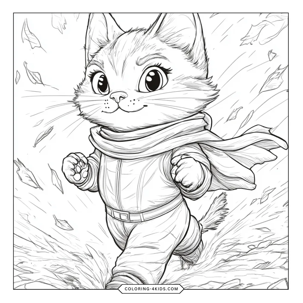 Puss in Boots coloring book preview page 1