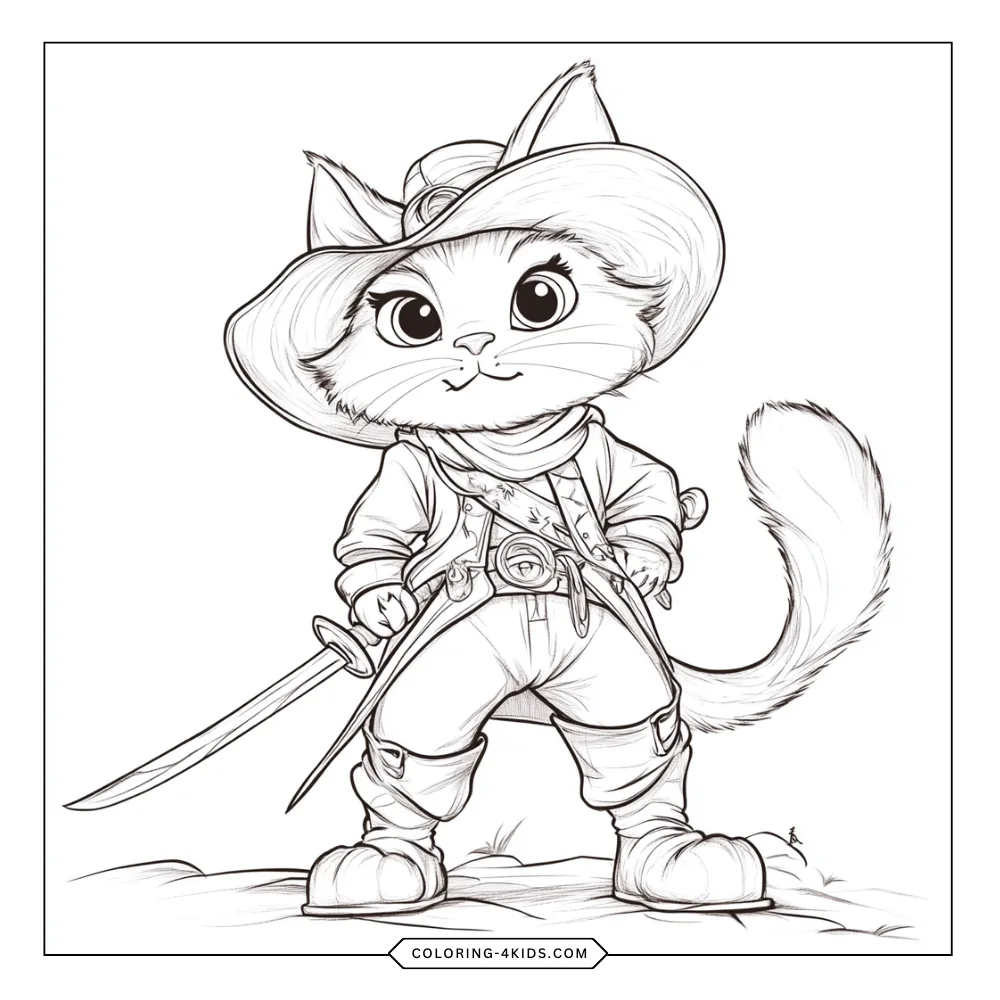 Puss in Boots coloring book preview page 4