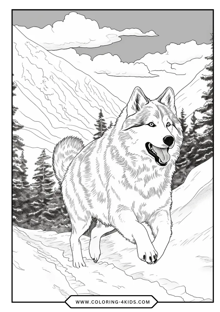 Realistic Dog coloring book preview page 1