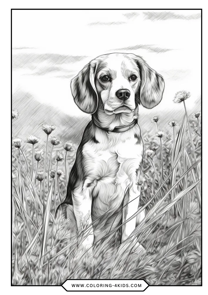 Realistic Dog coloring book preview page 2