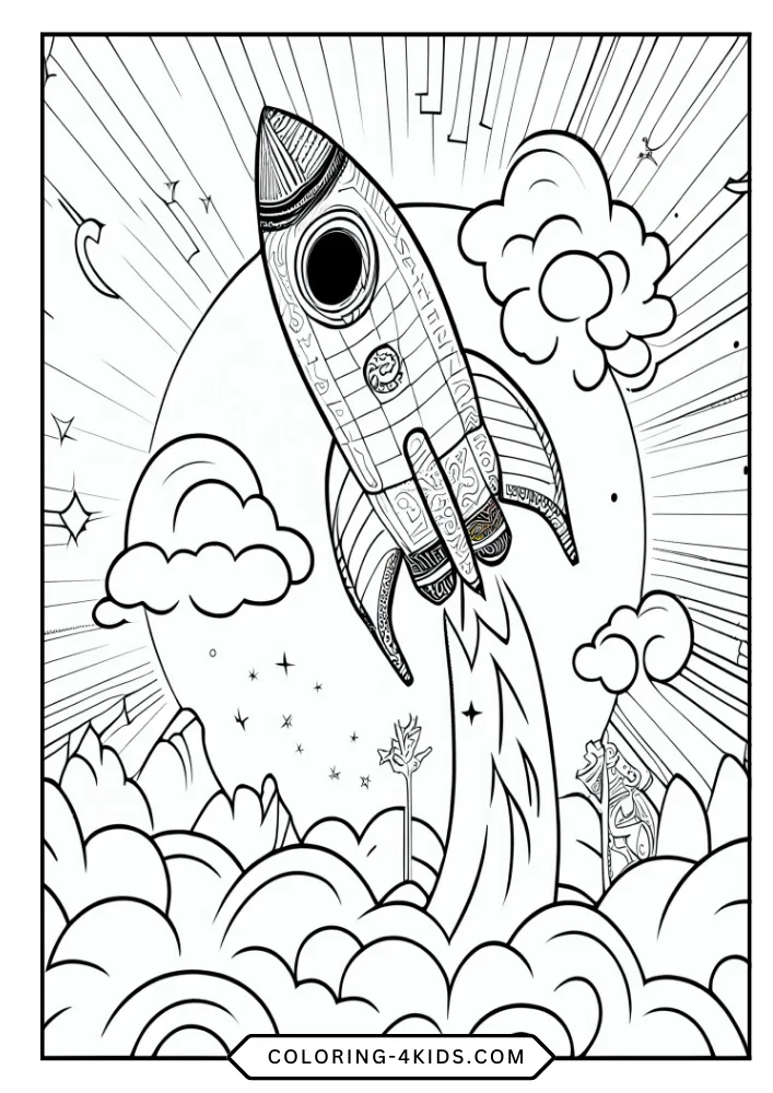 Rocket Ship coloring book preview page 2