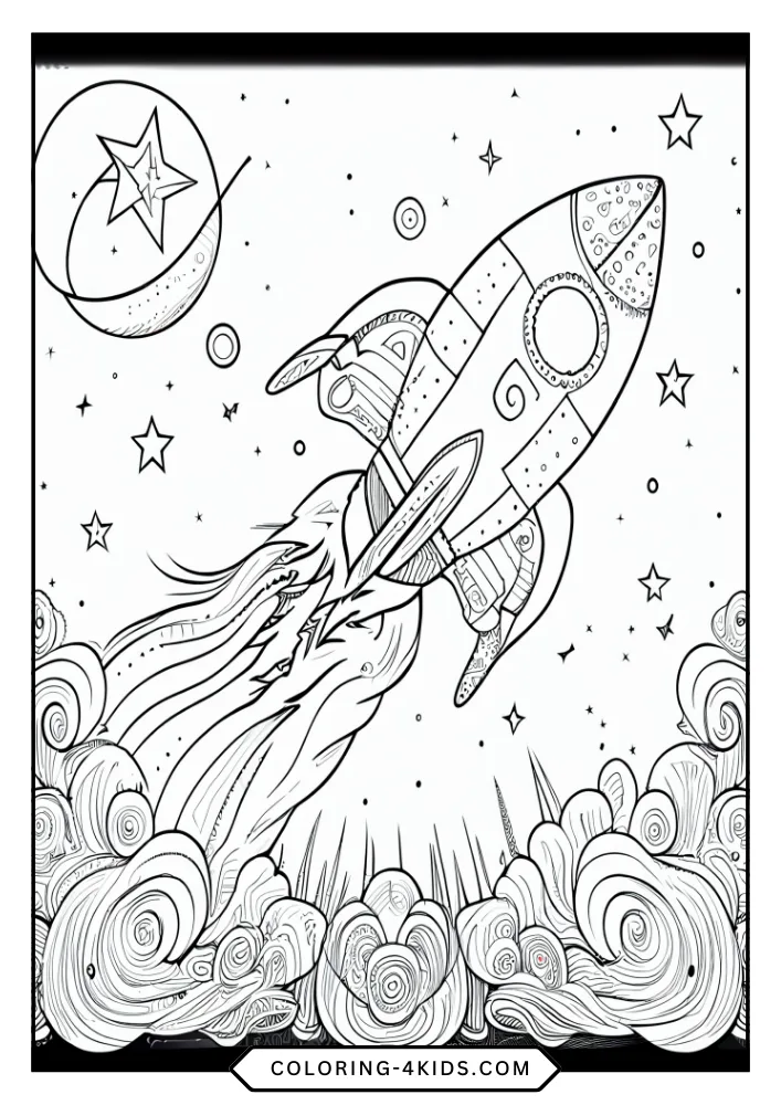Rocket Ship coloring book preview page 4