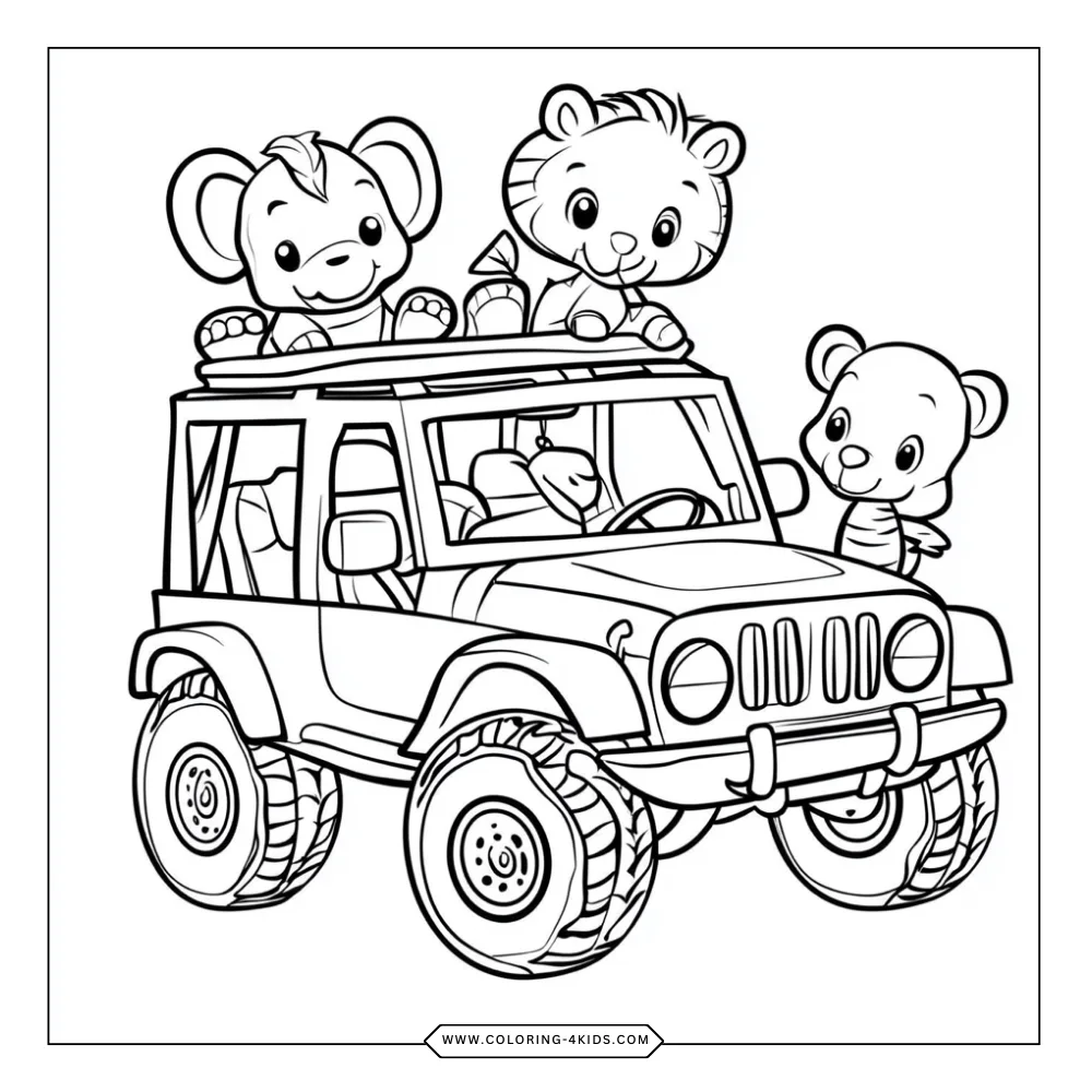 Safari Animals coloring book preview page 2