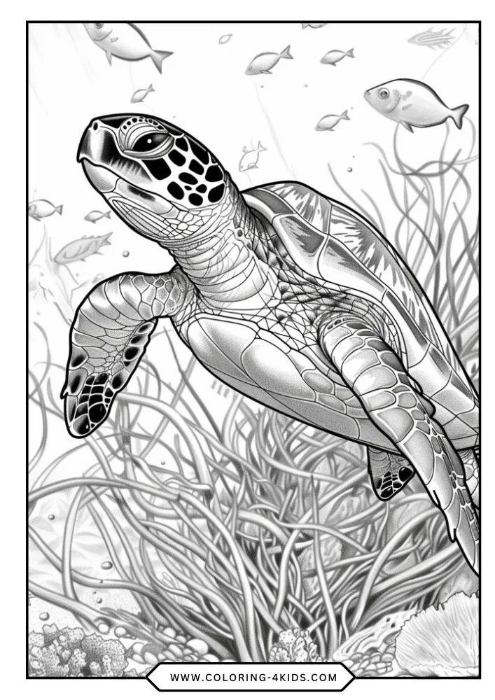 Sea Turtle coloring book preview page 1