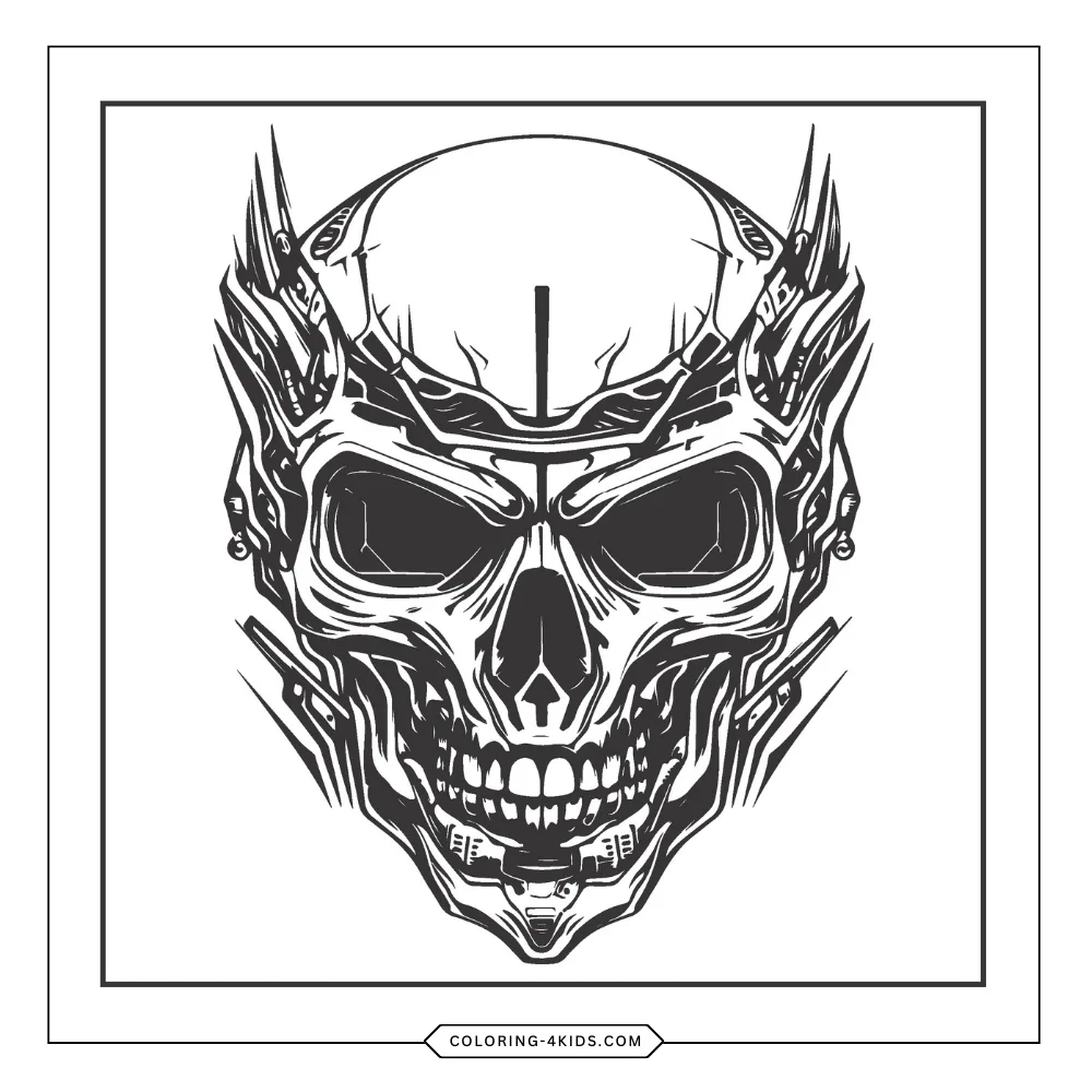 Skull coloring book preview page 4