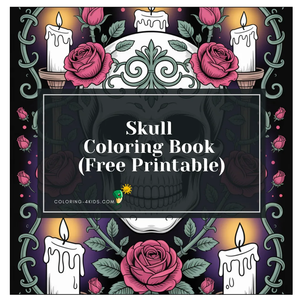 Skull coloring book cover — free printable PDF