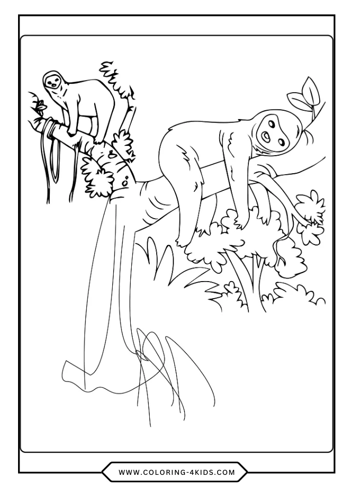 Sloth coloring book preview page 1