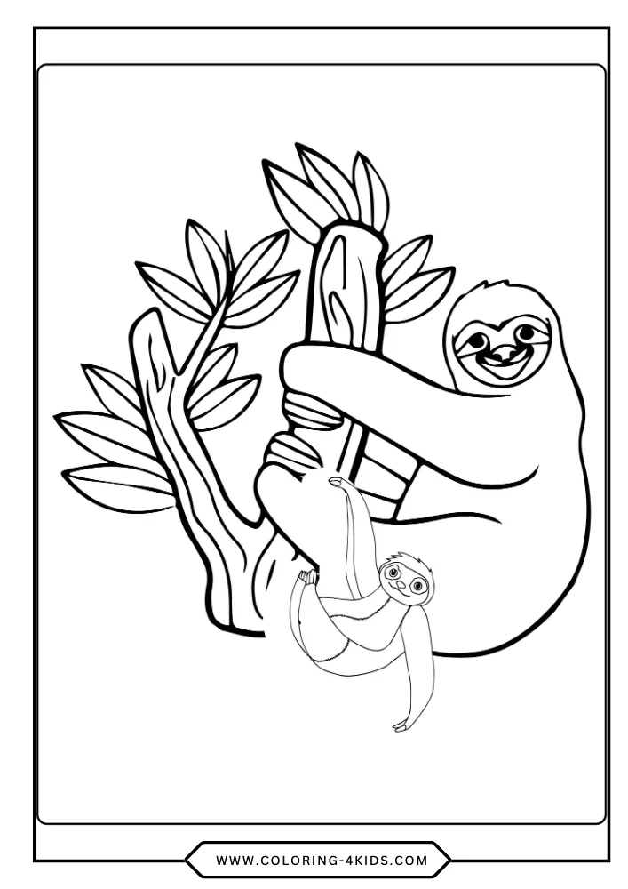 Sloth coloring book preview page 2