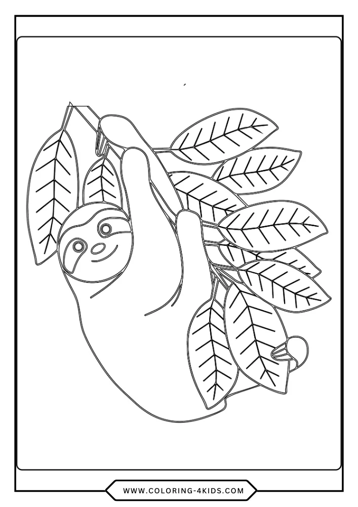 Sloth coloring book preview page 3