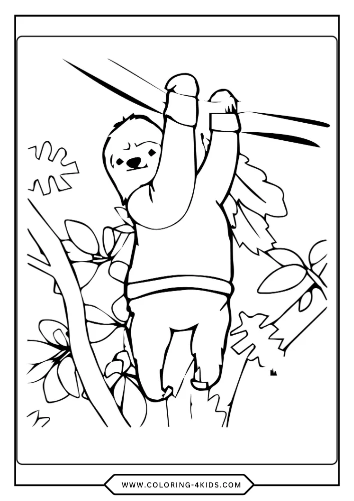 Sloth coloring book preview page 4
