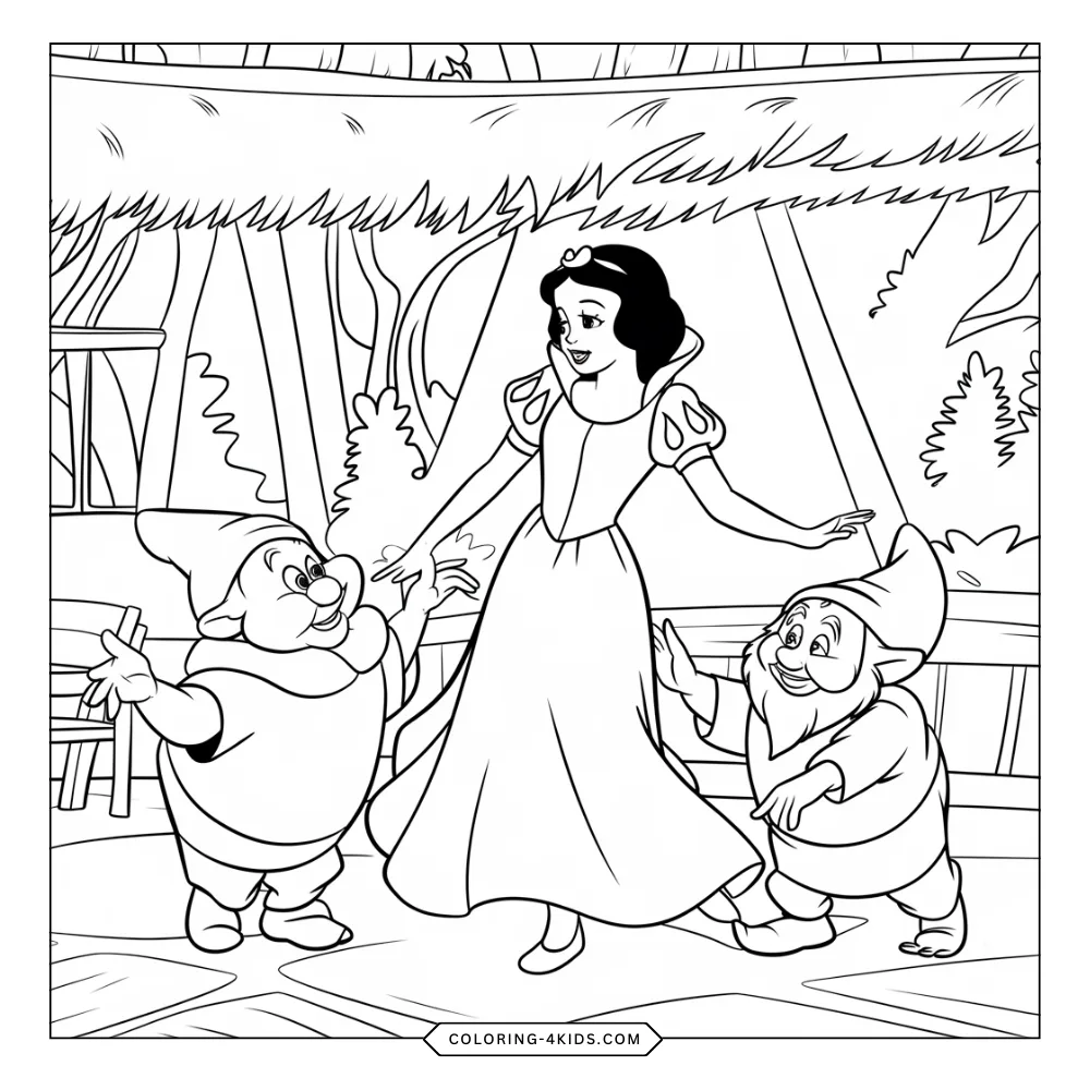 Snow White coloring book preview page 2