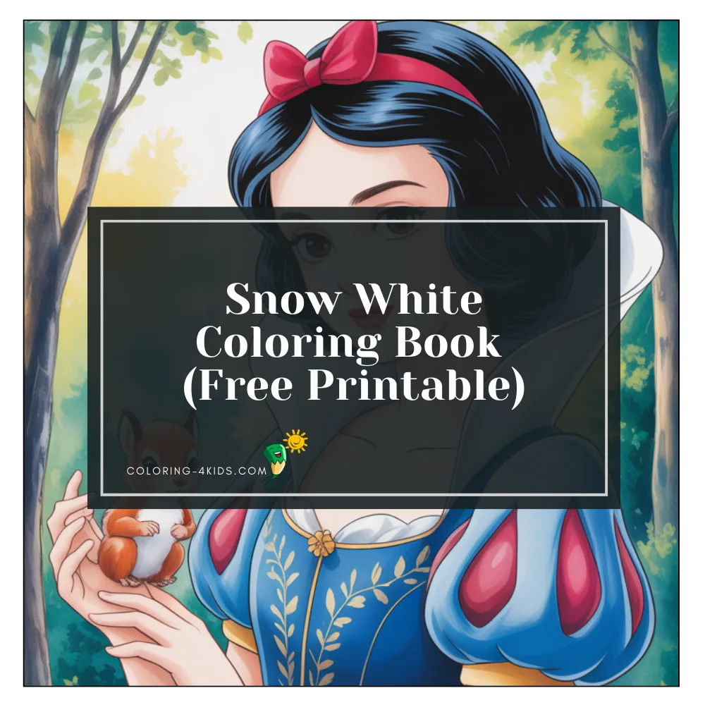 Snow White coloring book cover — free printable PDF