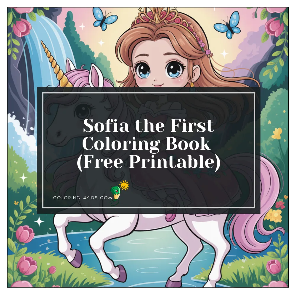 Sofia the First coloring book cover — free printable PDF