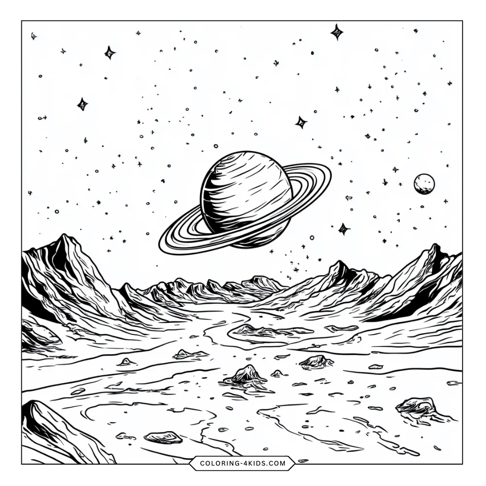 Space coloring book preview page 2