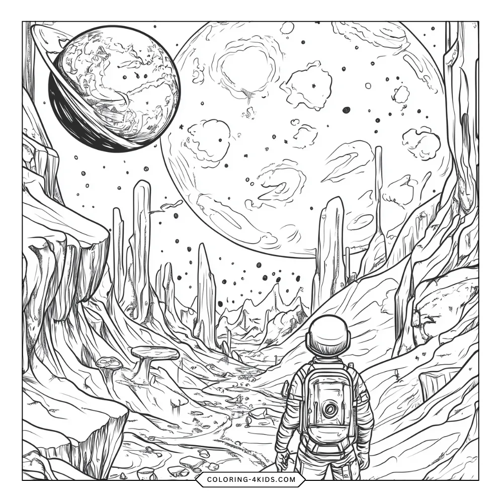 Space coloring book preview page 3
