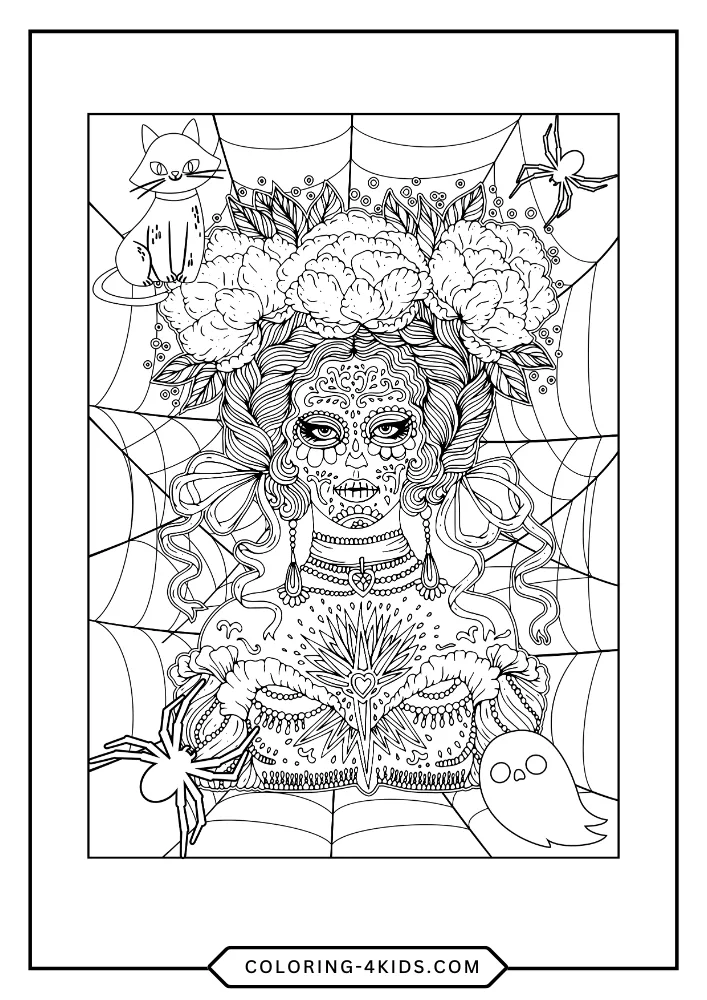Teens Halloween coloring book preview page 1