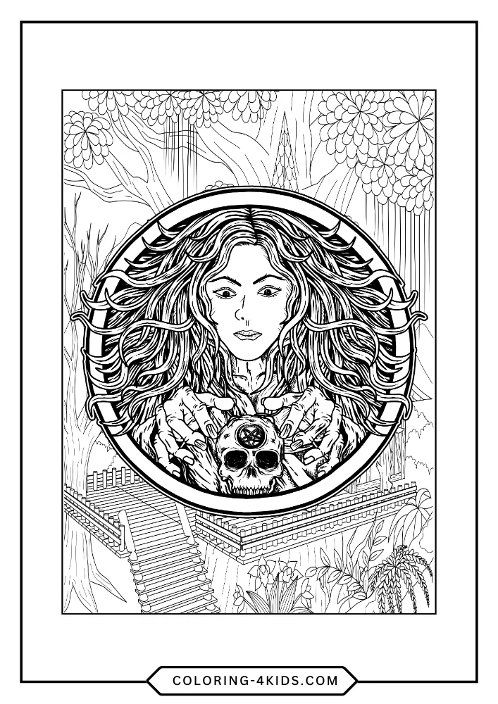 Teens Halloween coloring book preview page 2