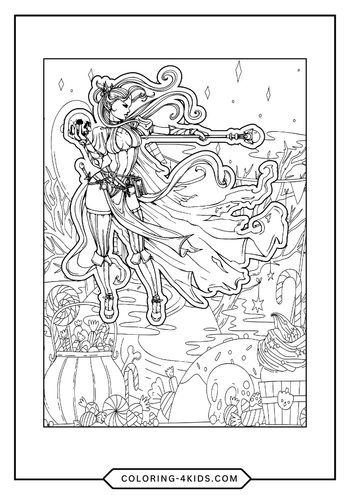 Teens Halloween coloring book preview page 4