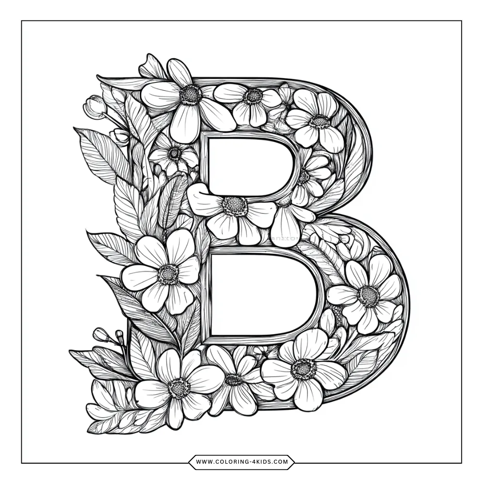Letter B coloring book preview page 1