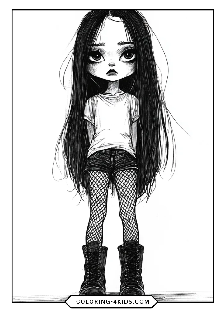 Wednesday Addams coloring book preview page 2