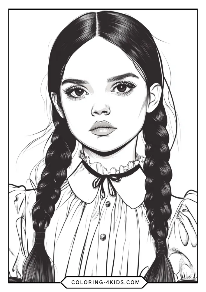 Wednesday Addams coloring book preview page 3