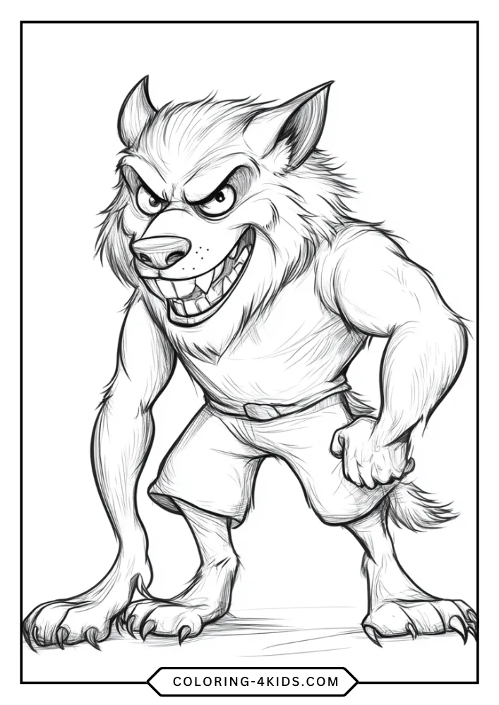 Werewolf coloring book preview page 4
