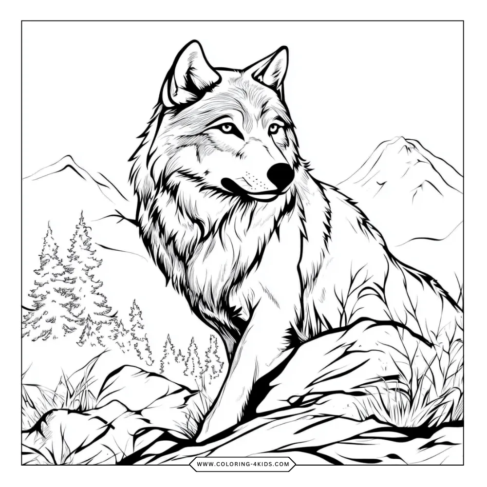 Wolf coloring book preview page 4