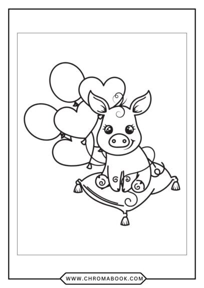 A whimsical pig surrounded by flowers and swirls, perfect for creativity. Enjoy this free printable coloring page!