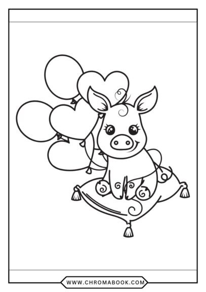 A whimsical pig coloring page featuring intricate floral patterns, perfect for creative expression. Free printable for all ages!