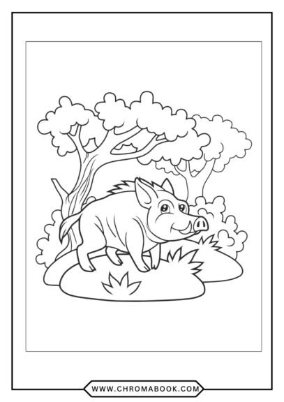 A whimsical pig coloring page featuring playful pigs in a floral pattern, perfect for creativity. Free printable for all ages!