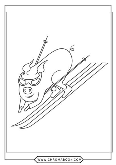 A whimsical pig surrounded by flowers and swirls, perfect for creativity. Free printable coloring page for all ages!