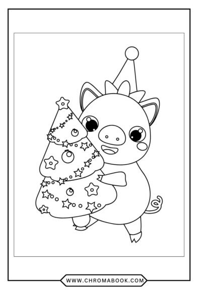 A whimsical pig surrounded by floral patterns, perfect for a fun coloring page. Enjoy this free printable for creative relaxation!