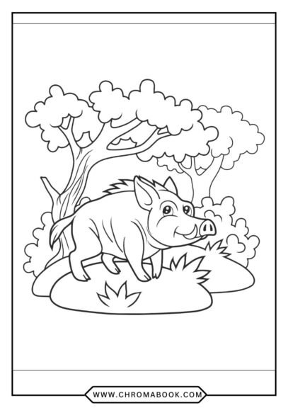 A whimsical pig surrounded by flowers and playful patterns, perfect for creativity. Enjoy this free printable coloring page!