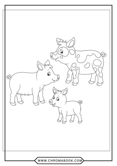 A whimsical pig surrounded by floral patterns and playful designs, perfect for a fun coloring page. Download this free printable!