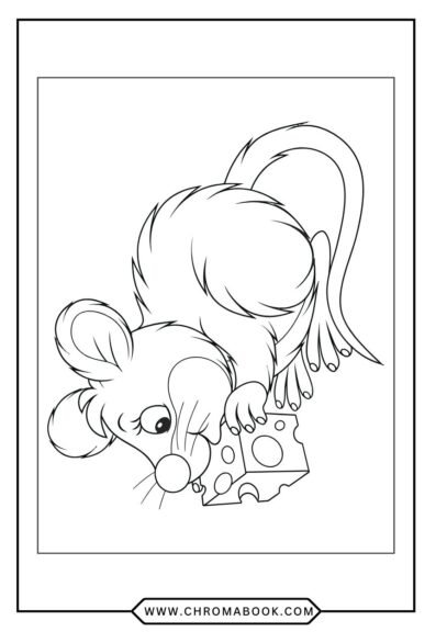 A cute rat surrounded by whimsical patterns and flowers, perfect for relaxing creativity. Free printable coloring page!