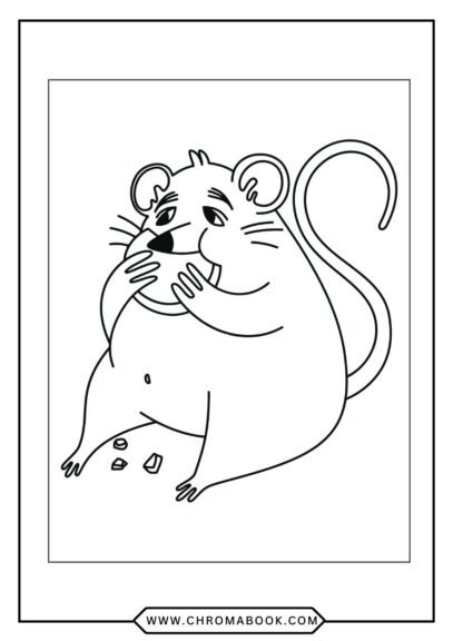 A whimsical rat design surrounded by intricate floral patterns, perfect for a fun coloring page. Free printable for all ages!