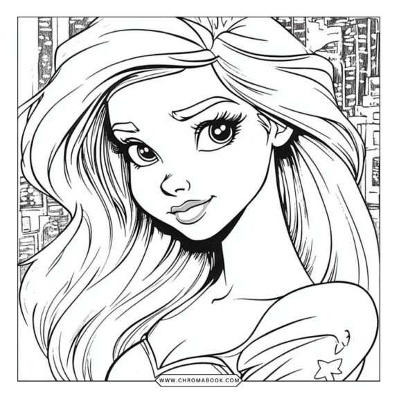 A whimsical aurora scene with swirling patterns and stars, perfect for relaxing creativity. Free printable coloring page.