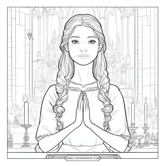 Detailed coloring page featuring a whimsical design of Aurora surrounded by stars and clouds, perfect for a free printable activity.