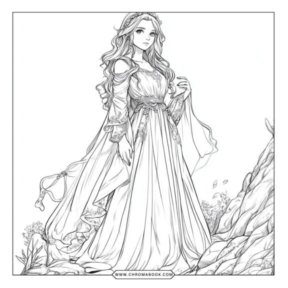 A whimsical Aurora-inspired coloring page featuring intricate floral patterns and swirling designs; perfect for a free printable activity.