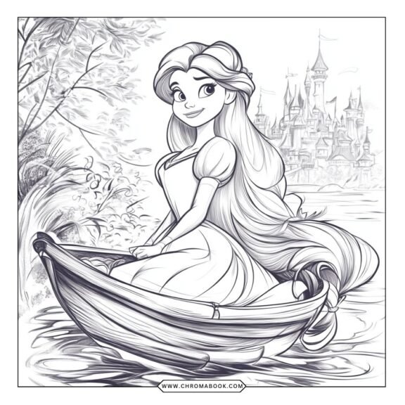 A whimsical Aurora-themed coloring page featuring intricate patterns of stars and swirls, perfect for a free printable activity.