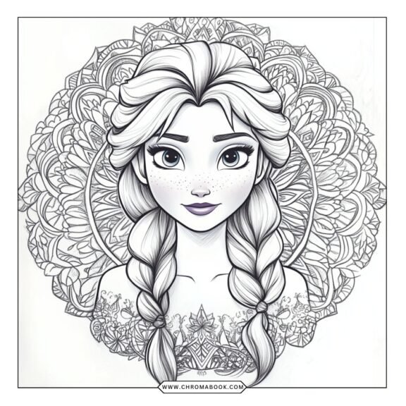 A whimsical Aurora coloring page featuring intricate floral patterns and starry designs, perfect for relaxation. Free printable!
