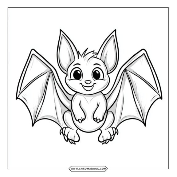 A whimsical bat design in flight, surrounded by intricate patterns, perfect for a spooky-themed coloring page. Free printable!