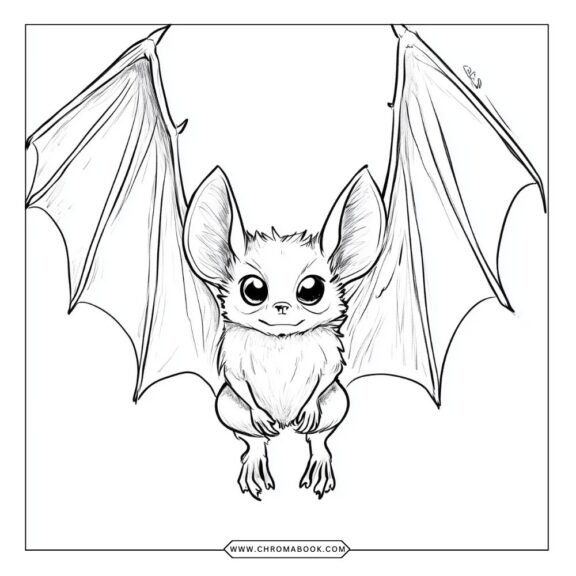 A whimsical bat design with intricate patterns, perfect for a spooky theme. Enjoy this free printable coloring page!